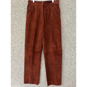 Chordas Medium Vintage Chestnut Suede High Waist Flat Front Retro Boho Made USA